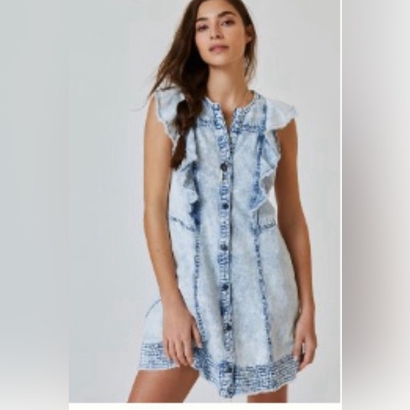 Pilcro Flutter-Sleeve Buttondown Tunic Dress size small anthology - Picture 2 of 3